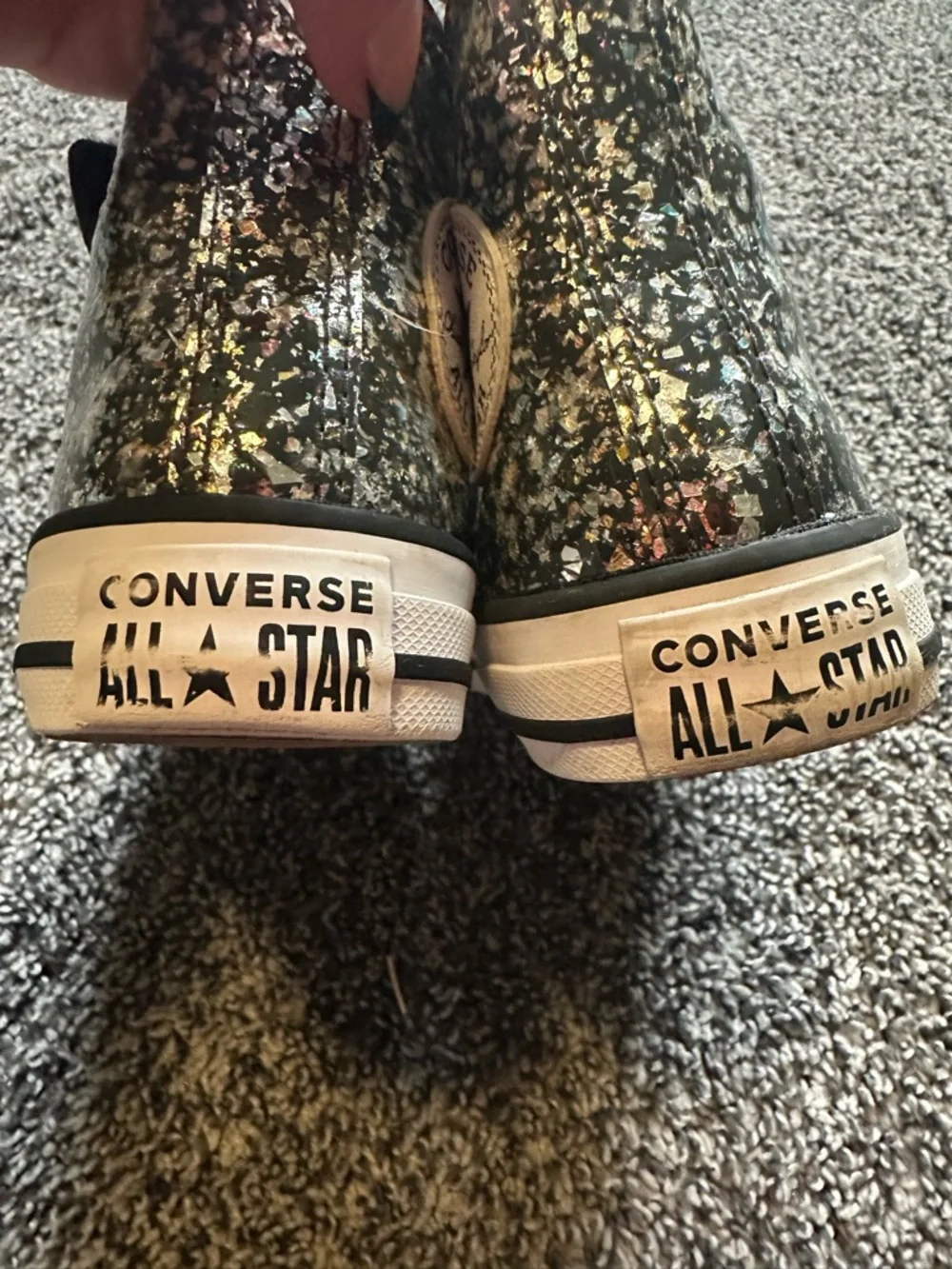 Converse All Star High Top Sneakers Dark Matter Glitter Size 11.5c Easy On